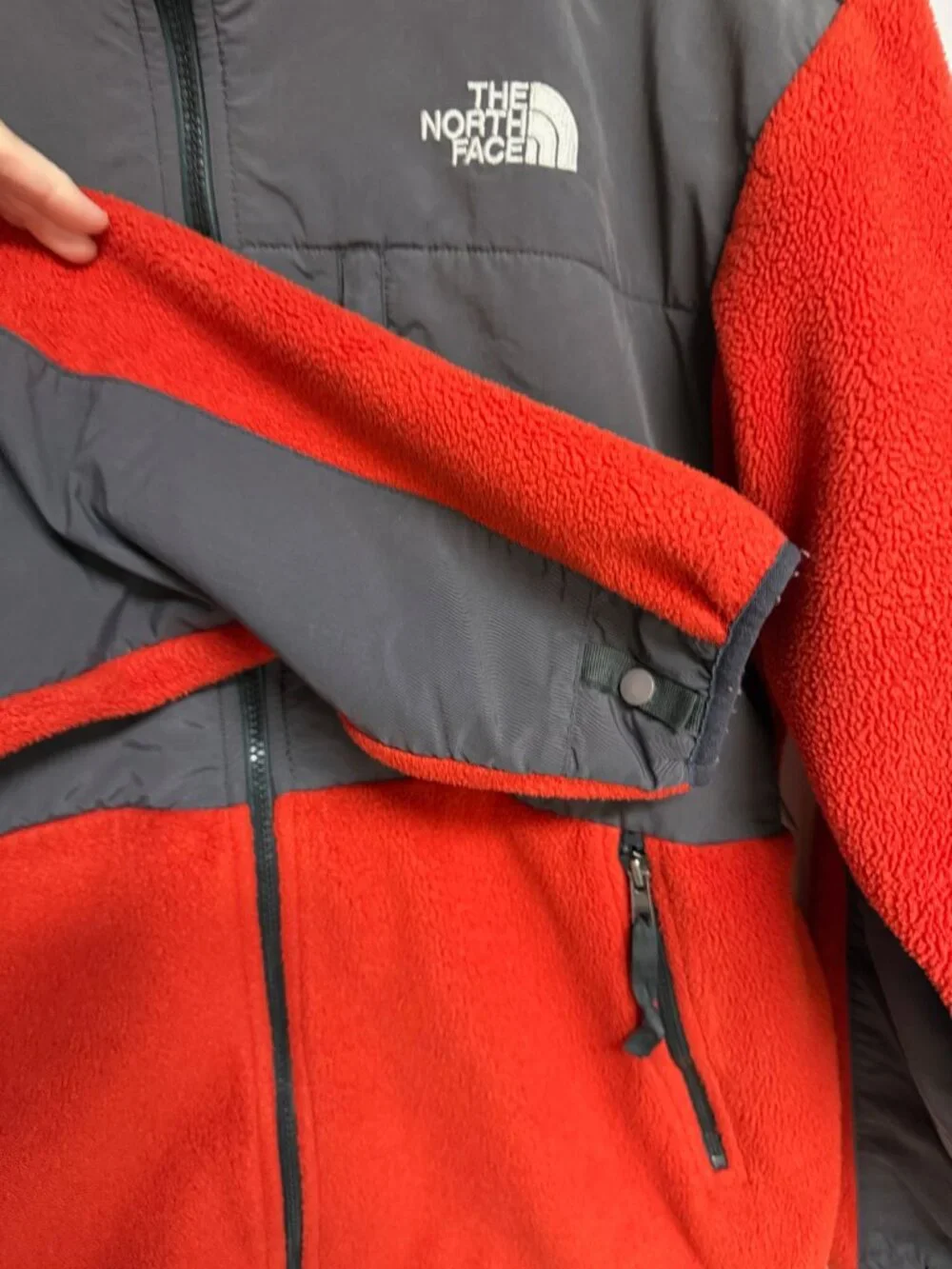 The North Face Men’s Denali Jacket‎ Small Red Gray Fleece EUC